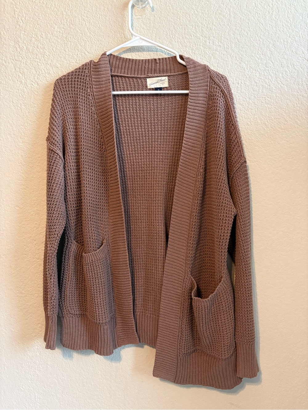 Universal Thread Open-Front Waffle Knit Cardigan - Taupe Brown